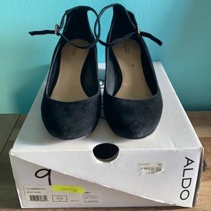 Aldo black suede shoes abkle strap, size 9